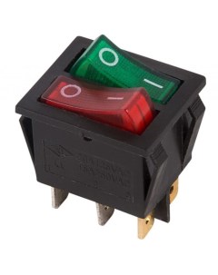 Выключатель 36 2450 клавишный 250V 15А 6с ON OFF красный зеленый с подсветкой ДВОЙНОЙ RWB 511 Rexant