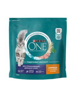 Корм для домашних стерилизованных кошек и кастрированных котов Курица 1 5 кг Purina one