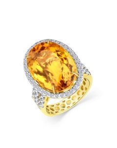 Кольцо с бериллом и бриллиантами из жёлтого золота Мастер бриллиант