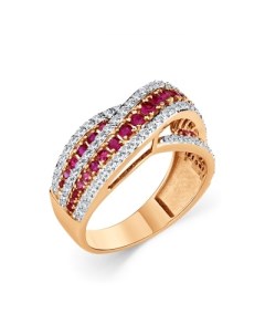 Кольцо с бриллиантами и рубинами из красного золота Мастер бриллиант