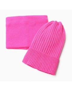 Комплект для девочки шапка снуд цвет малиновый размер 52 56 Hohloon