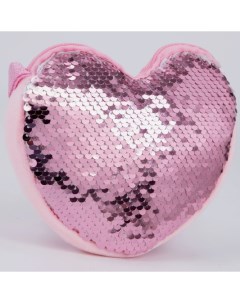 Сумка детская с пайетками сердце 17 х 15 х 1 см цвет розово белый цвет Nobrand