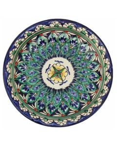 Тарелка Риштанская Керамика 15 см синяя Шафран