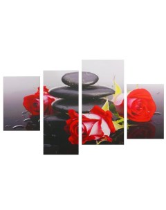 Картина модульная на подрамнике Розы у камней 2 30х45 1 29 5х69 1 34х69 80 130см Сюжет