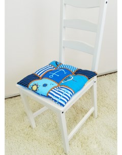 Подушка на табуретку цвет синий якорь 45х45 см Бизнес стиль