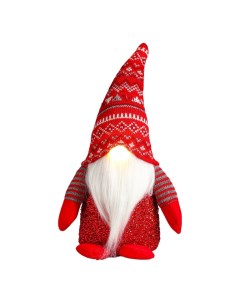 Фигурка новогодняя Дед Мороз светящийся нос в красном колпаке 33 см Зимнее волшебство