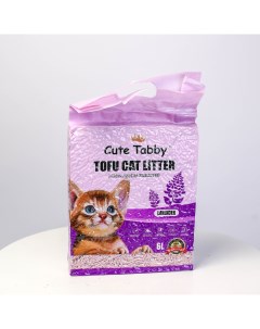 Наполнитель для кошачьего туалета Cute Tabby Лаванда комкующийся растительный тофу 6 л Clean plus zero