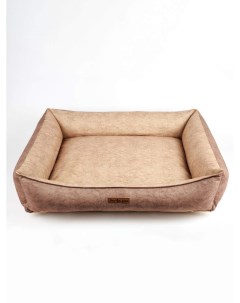Лежанка для собак съёмный чехол бежевый какао антивандальная ткань рогожка 90х70 см Салика