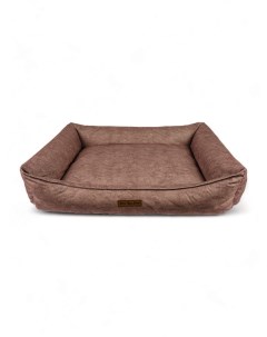 Лежанка для собак съёмный чехол коричневый антивандальная ткань рогожка 90х70 см Салика