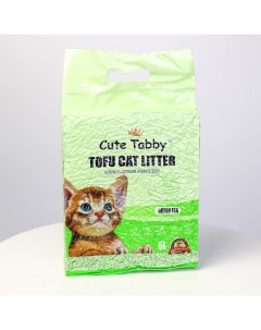 Наполнитель для кошачьего туалета Зелёный чай комкующийся тофу 6 л Cute tabby