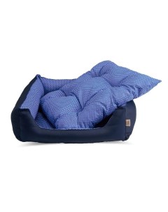 Лежанка для кошек съемная подушка темно синяя бязь смесовая ткань 63х60 см Салика