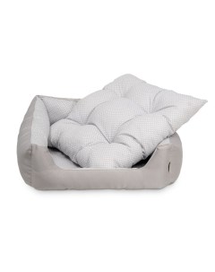 Лежанка для собак съёмная подушка серая смесовая ткань бязь синтепух 63х60 см Салика