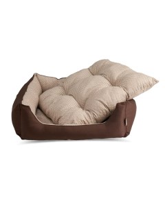 Лежанка для собак съёмная подушка бежевая ткань бязь синтепух 63х60 см Салика