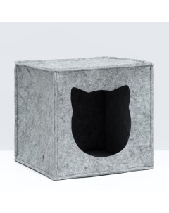 Домик для животных Кубик серый войлок 30 х 30 х 30 см Пижон