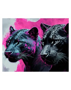 Алмазная мозаика Черные пантеры 40х50 см Рыжий кот