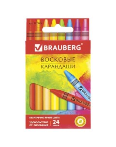 Карандаши восковые 24 цвета Академия трехгранные 12 уп Brauberg