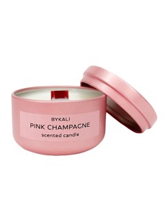 Свеча ароматическая Розовое шампанское с деревянным фитилем в металлической банке 50 0 Bykali