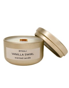 Свеча ароматическая Ванильный вихрь с деревянным фитилем в металлической банке 50 0 Bykali