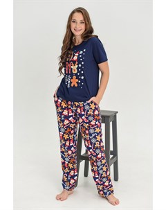 Жен пижама с брюками Пряник Чернильный р 50 Оптима трикотаж