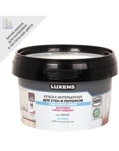 Краска для стен и потолков в кухне и ванной моющаяся матовая база А цвет белый 0 25 л Luxens