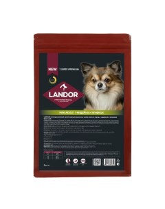 Полнорационный сухой корм для взрослых собак мелких пород Индейка и ягненок 3 кг Landor
