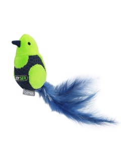 Игрушка Птичка с перьями для кошек 19 см Зеленый Joyser