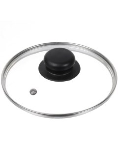 Крышка для посуды стекло 16 см металлический обод кнопка бакелит черная Д4116Ч Daniks