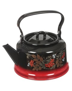 Чайник сталь эмалированное покрытие 3 5 л закатное дно ручка металлическая красно черный С2713 8 Сибирские товары