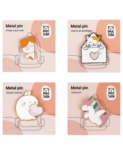 Набор металлических значков Cute animals эмаль 4 шт Meshu