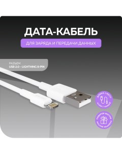 Дата кабель USB 2 0A K19i для Lightning 8 pin TPE 1м White More choice
