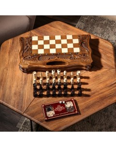 Шахматы нарды ручной работы Универсал с ручкой 50х27 см массив ореха Армения Handle brand
