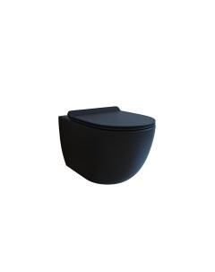 Унитаз подвесной безободковый с сиденьем микролифт BKWHR104550 чрный матовый Bewash