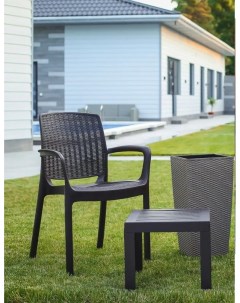 Кресло садовое Rodos искусственный ротанг 59х55х82 набор 4 шт цвет венге Эльфпласт