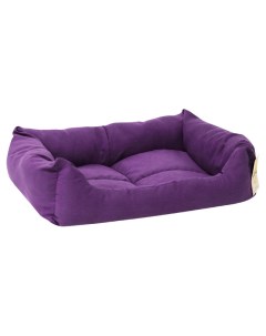 Лежанка для животных Моськи Авоськи Бархат фиолетовая прямоугольная с подушкой 64х46х16см Nobrand