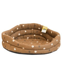 Лежанка для животных Моськи Авоськи коричневая круглая стёганая с подушкой 67х67х23см Nobrand