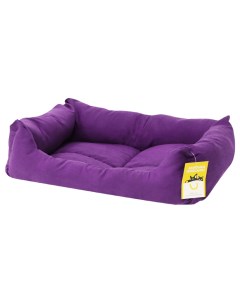 Лежанка для животных Моськи Авоськи Бархат фиолетовая прямоугольная с подушкой 53х39х14см Nobrand