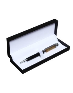 Ручка подарочная шариковая в кожзам футляре поворотная VIP корпус черный с серебр вставкам Calligrata