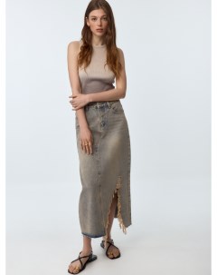 Джинсовая юбка макси с винтажным эффектом Sela