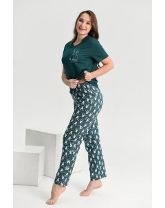 Жен пижама с брюками Ушастик Темно зеленый р 56 Оптима трикотаж