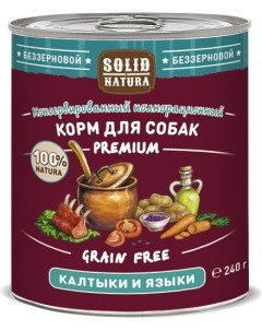 Влажный корм для собак Premium Калтыки и языки 0 24 кг Solid natura