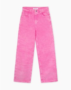 Розовые джинсы Wide leg с эффектом варки Gloria jeans