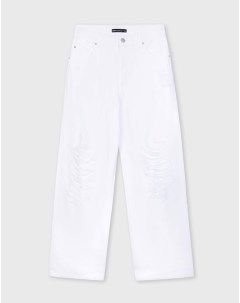Белые джинсы Long leg с дырами Gloria jeans