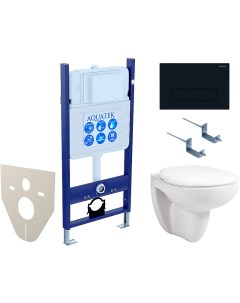 Комплект унитаза с инсталляцией Set Каир-14-017 с сиденьем Микролифт и Черной матовой клавишей смыва Aquatek