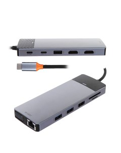 Хаб USB Linker Pro 12 in 1 USB C Grey 6976195094060 Wiwu