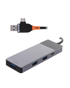 Хаб USB Linker A431C 4 in 1 Type C Grey 6976195094022 Wiwu
