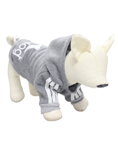 Толстовка для собак Adidog Sport S (длина спины 30см, обхват груди 42-48см) серая Foxie