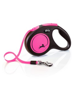 Рулетка Neon New для собак до 25 кг 5 м лента Розовая Flexi