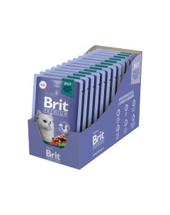 Premium пауч для стерилизованных кошек и котов кусочки в желе Утка с яблоками 85 г упаковка 14 шт Brit*