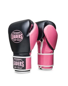 Перчатки боксерские WAVE черно розовый 12 унций Leaders