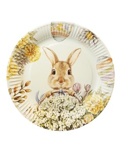 Тарелки одноразовые Пасхальный кролик бумажные d23 см 6 шт Nobrand
